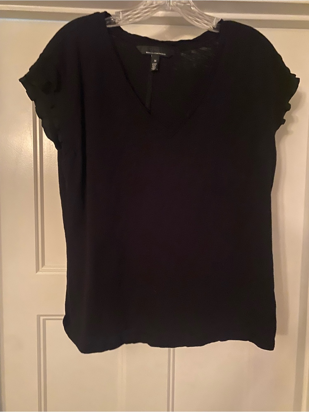 White House Black Market Black V-Neck Short Sleeve Tee